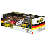 Hot Wheels Premium Collector Display Set with Three Cars and One Transporter