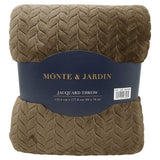 Monte & Jardin Jacquard Throw Blanket 60" x 70" Ultra Soft Plush Brown