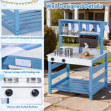 33.5" Double-Sided Wooden Outdoor Mud Kitchen – Water-Tank Faucet, Removable Sink & 8 Cooking Accessories