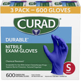 Curad Durable Nitrile Exam Gloves, 600 Count, Powder-free and Non-sterile