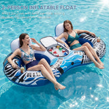 2 Person Inflatable River Tube Float with Cooler & Enhanced Backrest
