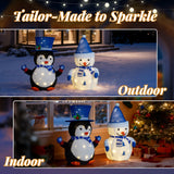 Lighted Snowman & Penguin Outdoor Christmas Decoration with 100 Warm White LED Lights