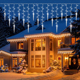 11.5 ft Christmas Icicle String Lights with 96 LEDs, 16 Drops and 8 Lighting Modes