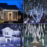 10-Tube 360 LED Meteor Shower Icicle String Lights, 14.44 ft Connectable Outdoor Falling Rain Lights