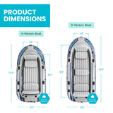 Intex Excursion Inflatable 4 People Boat Set with Oars, Pump, Fishing Rod Holders & Motor Mount Fittings