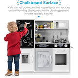 31.5" Best Choice Products Wooden Play Kitchen – 11 Accessories, Ice Dispenser & Chalkboard