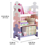 KidKraft Wooden Puzzle Bookcase – Pastel Kids’ Storage Shelf with 3 Deep Shelves