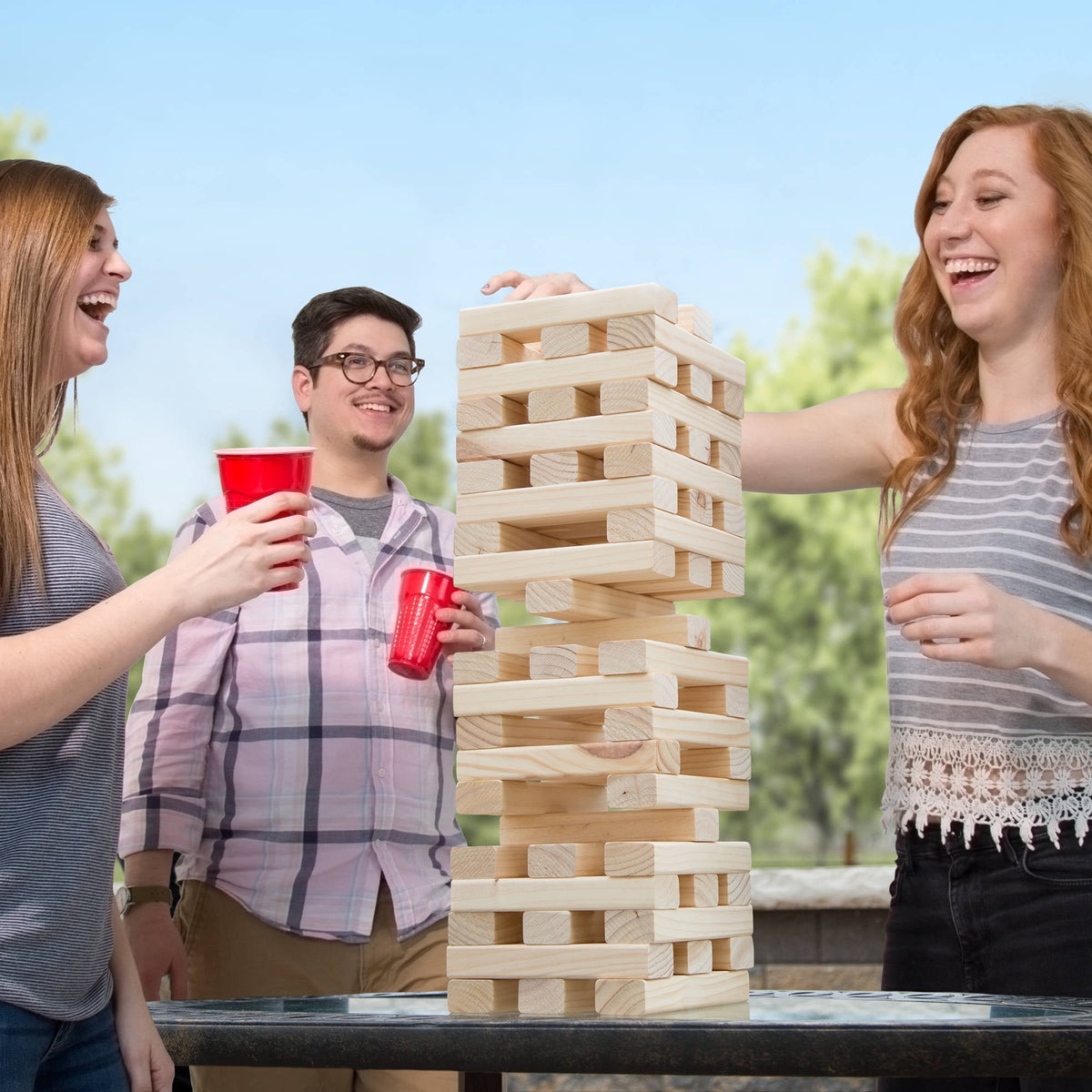 Nontraditional Giant Wooden Blocks Tower Stacking Game, Outdoor Yard ...
