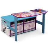 Disney Frozen 2-in-1 Kids’ Activity Bench & Desk – 2 Storage Bins, Blue/Purple, GREENGUARD Gold Certified