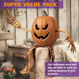 Halloween Pumpkin Arms & Legs Set, 4-Piece Bendable Vine Stakes for Jack-O-Lantern