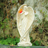 15" H Solar Angel Garden Statue with Butterfly LED Light, Large Resin Angel Sculpture