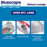 63" Bluescape Deluxe Inflatable Pool Lounge Float with Pillow, Armrests and Cup Holder