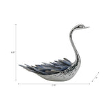 Decorative Swan Sculpture with Blue Kyanite Stone, Silver Metal Tabletop Figurine
