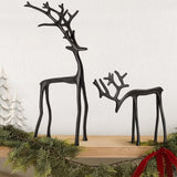 Set of 2 Black Reindeer Christmas Statues – Modern Holiday Tabletop Decorations