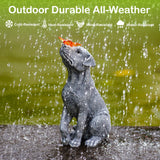 Solar Dog Garden Statue with Butterfly, Outdoor Resin Dog Figurine with Warm LED Light