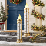 Member's Mark 2-Piece Oversized Pre-Lit Christmas Candlestick Set with Flickering LED Flames