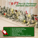 9FT Pre-Lit Christmas Garland with 80 Multicolor LED Lights, Battery Holiday Garland