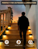 12 Pack Solar Powered Outdoor LED Stair & Fence Lights – Warm White Wall Mount Solar Deck Lights
