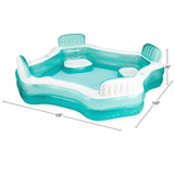 Funsicle Summer Escape 8.7ft Inflatable Family Pool with 4 Cushioned Seats