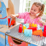 50-Block KidKraft Llama Piñata Wooden Building Brick Activity Table – Reversible Top & Storage