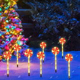 8 Pack Solar Christmas Lollipop Pathway Lights, LED Peppermint Candy Yard Decorations