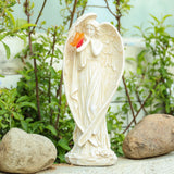 15" H Solar Angel Garden Statue with Butterfly LED Light, Large Resin Angel Sculpture