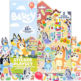 35+ Reusable Bluey Puffy Stickers Playset – Double-Sided Tri-Fold Scene