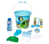 7-Piece Little Kids Bluey Summer Fun Beach Bucket Set – Sand Tools, Jump Rope, Water Blaster & 8 oz Bubbles