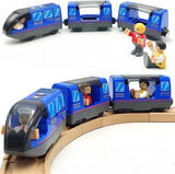 6-Piece Battery-Powered Magnetic Locomotive Train Set – Forward, Reverse & Sound, Compatible with Wooden Tracks