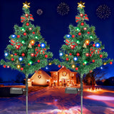 Solar Christmas Tree Lights, 2-Pack Outdoor Garden Stake Lights with 40 Colorful LEDs