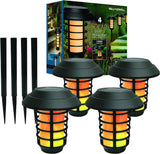 Bell + Howell Smart Solar Pathway Lights – 4 pk 21 lm Warm Flame LED Landscape Lighting