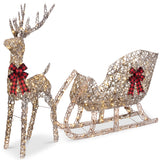 Best Choice Products 4-Foot Lighted Christmas Reindeer and Sleigh Outdoor Décor Set with 205 LED Lights