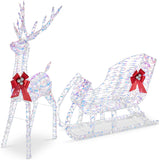 Best Choice Products 4-Foot Lighted Christmas Reindeer and Sleigh Outdoor Décor Set with 205 LED Lights