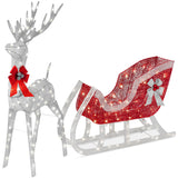 Best Choice Products 4-Foot Lighted Christmas Reindeer and Sleigh Outdoor Décor Set with 205 LED Lights