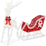 Best Choice Products 4-Foot Lighted Christmas Reindeer and Sleigh Outdoor Décor Set with 205 LED Lights