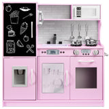 31.5" Best Choice Products Wooden Play Kitchen – 11 Accessories, Ice Dispenser & Chalkboard