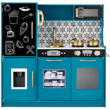 31.5" Best Choice Products Wooden Play Kitchen – 11 Accessories, Ice Dispenser & Chalkboard