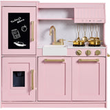 31.5" Best Choice Products Wooden Play Kitchen – 11 Accessories, Ice Dispenser & Chalkboard
