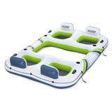 Hydro-Force 4-Person Inflatable Party Island, Connectable Water Float with Mesh