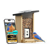 Birdfy Ebony Smart Wooden Bird Feeder with 1080p Camera, Solar Panel & 2.8L Capacity