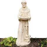 St. Francis Garden Statue with Bird Feeder, 26" Religious Outdoor Resin Sculpture