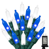 32.5FT Blue and White Christmas Mini String Lights, 100 LED Plug-In Lights with 16 Modes