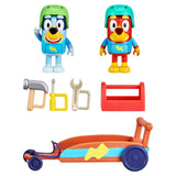 Bluey & Rusty Go-Kart Vehicle Pack – 2 Articulated 2.5" Figures, Helmets, Tools & Toolbox