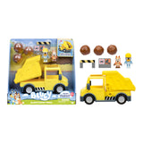 Bluey Dump Truck Playset – Exclusive 2.5" Hard-Hat Bluey & Muddy Bingo, Tilting Bed