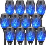 CATGOOD 12 Pack Solar Flickering Flame Torch Lights – Waterproof LED Tiki Lights