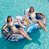 2 Person Inflatable River Tube Float with Cooler & Enhanced Backrest