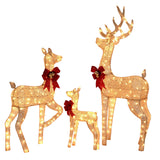 5FT Lighted Gold Christmas Reindeer Family Set – 3-Piece Outdoor Yard Decoration with 290 Warm White LEDs
