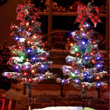 20 LED Outdoor Solar Christmas Tree Stake Light with Snow Flocked Tree