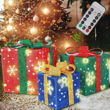 Christmas LED Lighted Gift Boxes, Set of 3 Battery-Operated Present Decorations