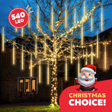 Christmas LED Meteor Shower Rain Lights, 540 LEDs, 10 × 20" Waterproof Cascading Tube Lights